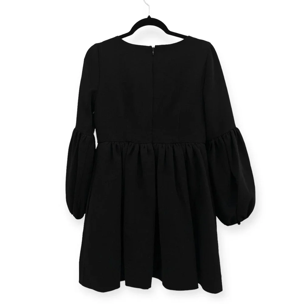 cinq á‎ sept Dorina Puff Sleeve Crepe Mini Dress with Pockets Black NWOT Size 4 - Picture 13 of 16